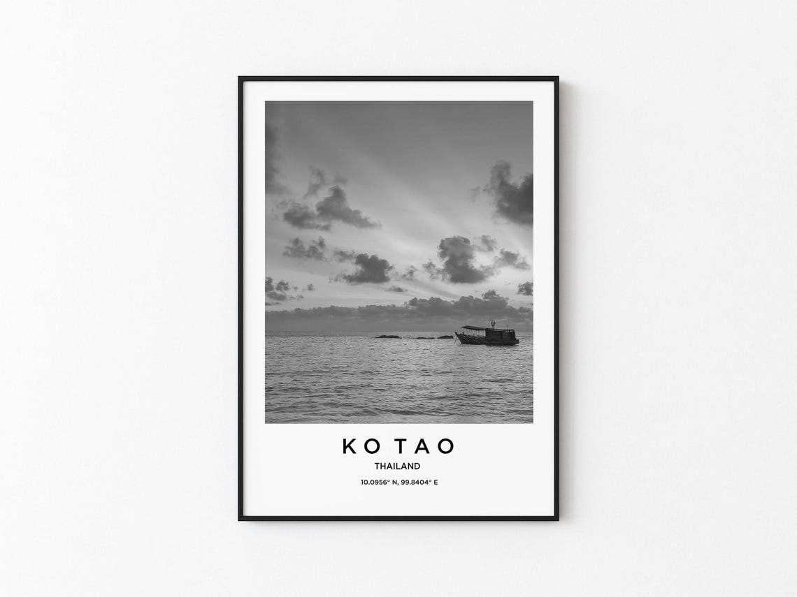 Ko Tao Travel Poster, Travel Map Art