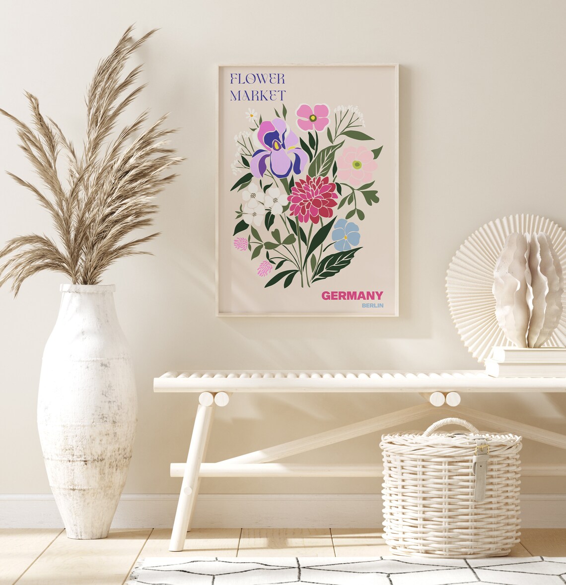 Germany Berlin Flower Market Iris Dahlia Bouquet Floral Poster - Image 2