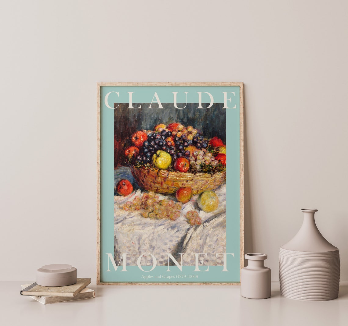 Claude Monet Apples and Grapes 1879 Fruit Basket Still Life Poster - Image 2