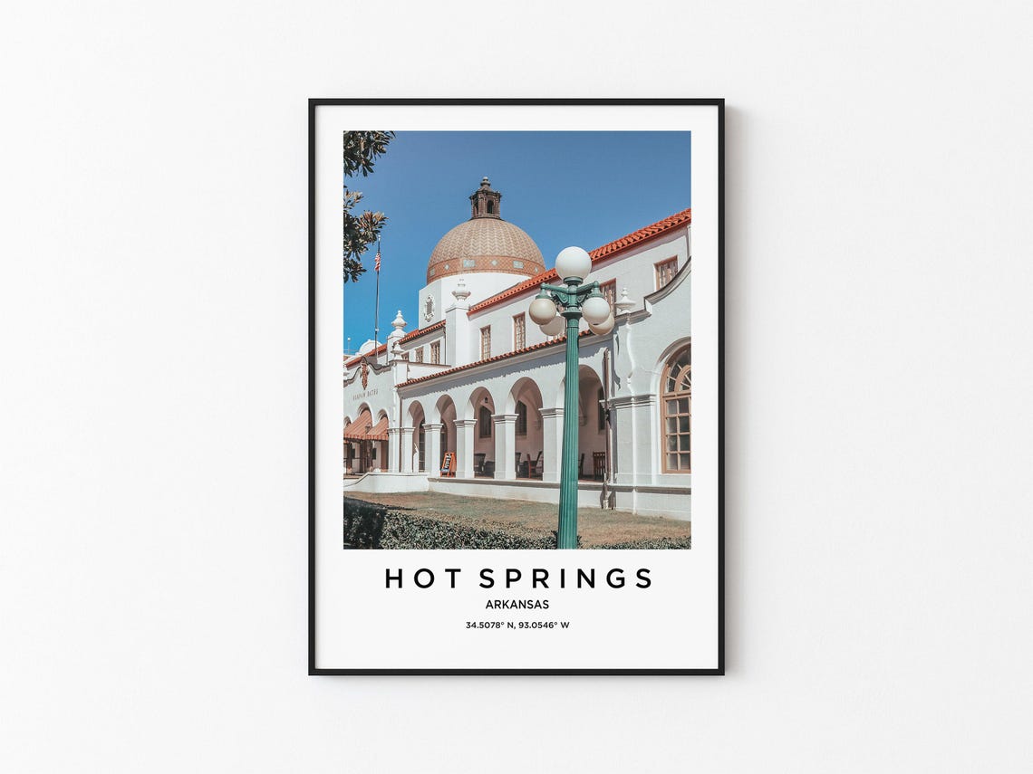 Hot Springs Arkansas Historic Bathhouse Dome Building Travel Poster