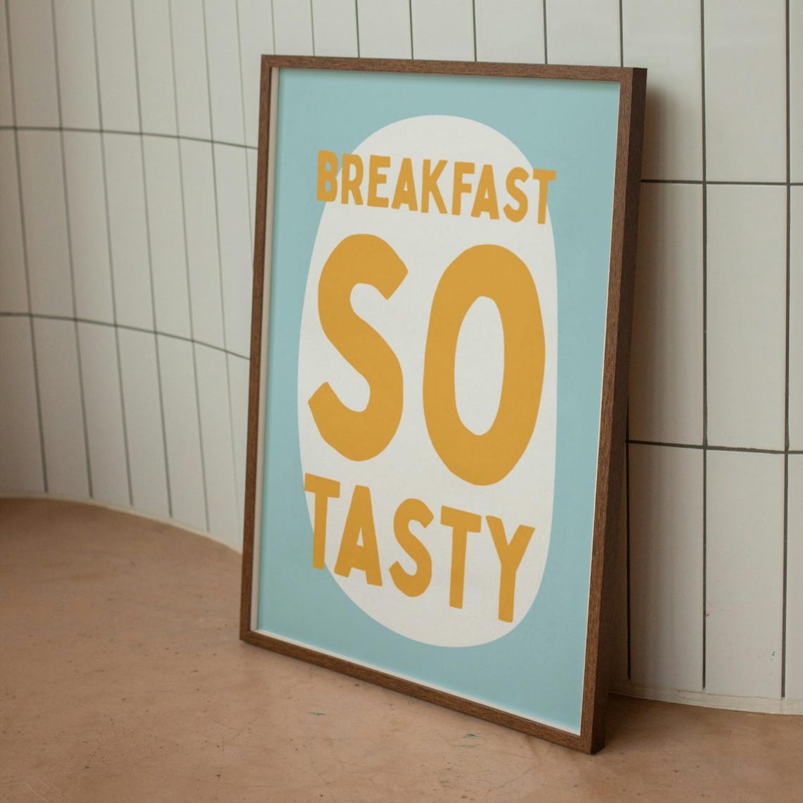 Breakfast So Tasty Retro Fried Egg Kitchen Diner Quote Poster - Image 3