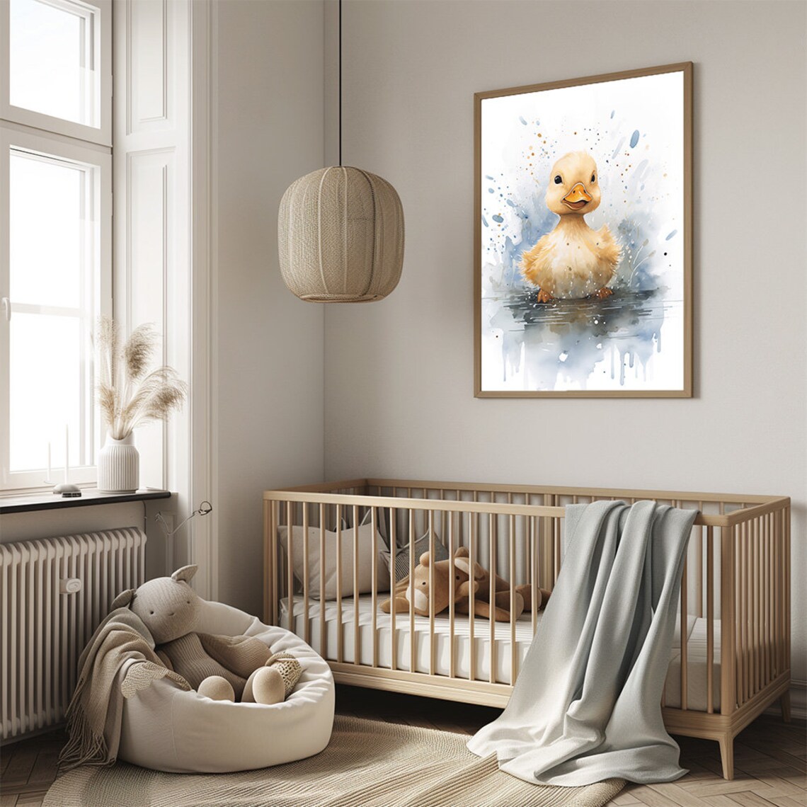 Adorable Baby Duckling Watercolor Splash Nursery Room Art Poster - Image 3