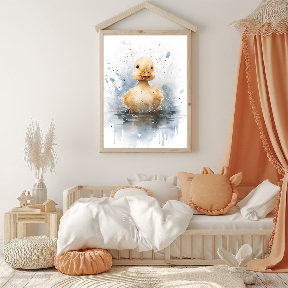 Adorable Baby Duckling Watercolor Splash Nursery Room Art Poster - Image 2