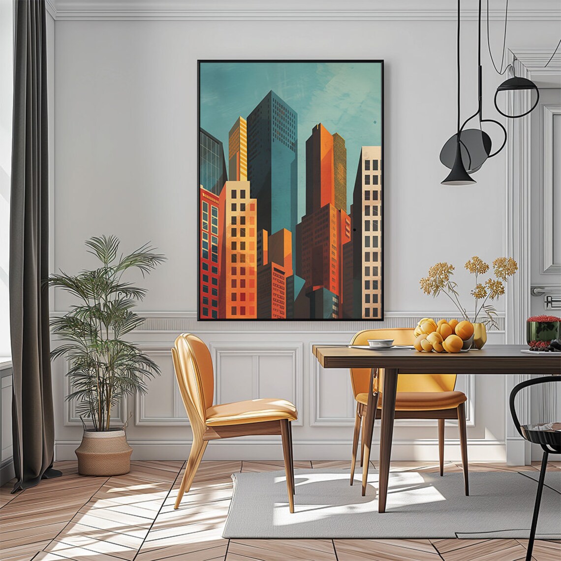 Mid Century City Towers Geometric Retro Architecture Art Print - Image 2