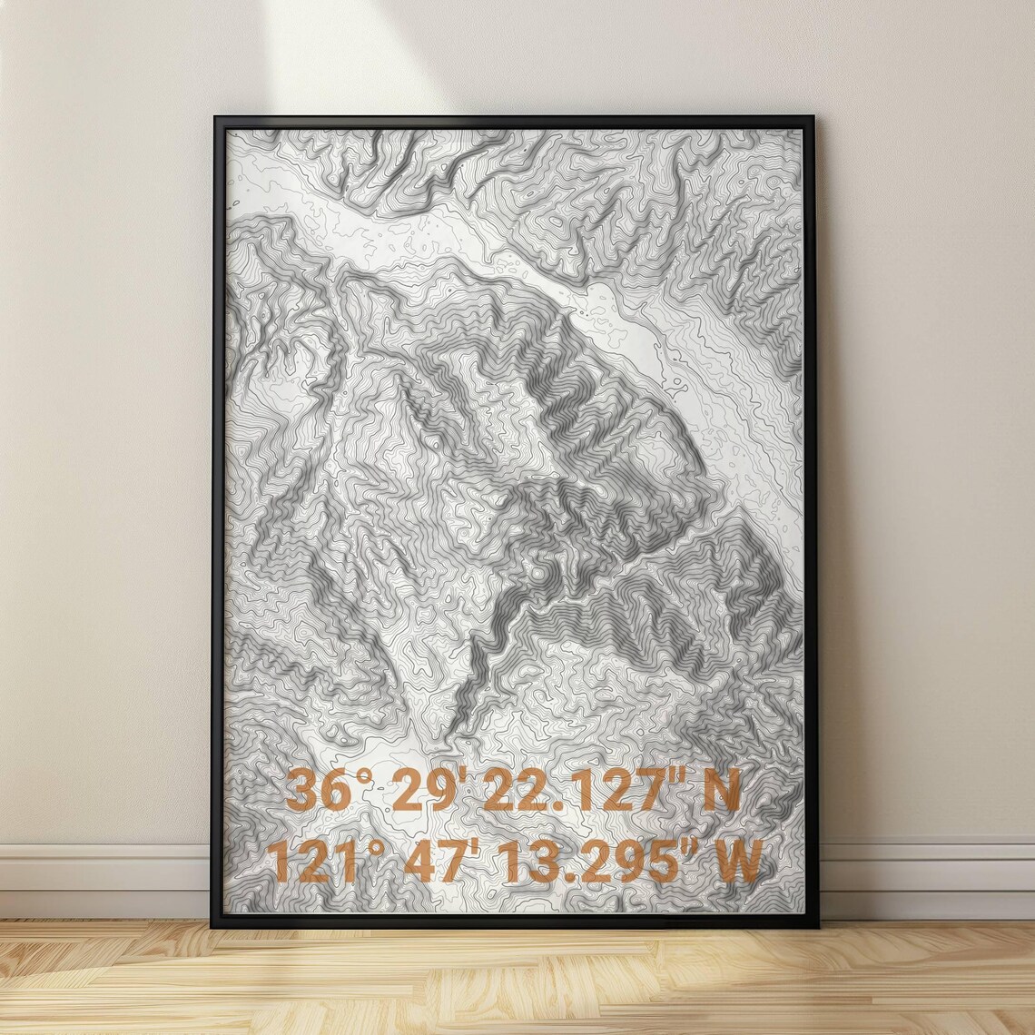 Custom Topographic Map With Coordinates, Travel Gift