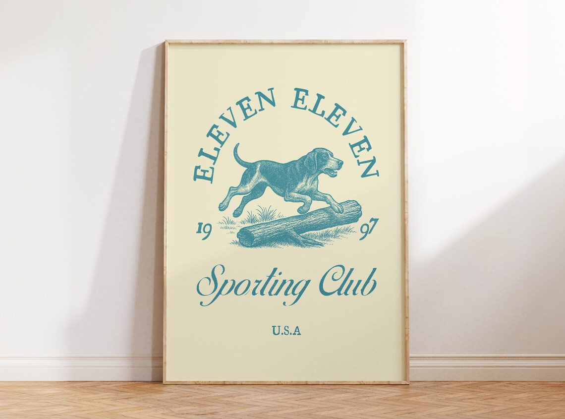 Eleven Eleven Sporting Club USA 1997 Vintage Dog Emblem Poster