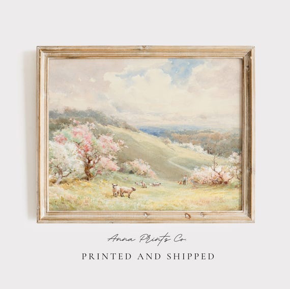Vintage Spring Landscape Nursery Wall Art Print