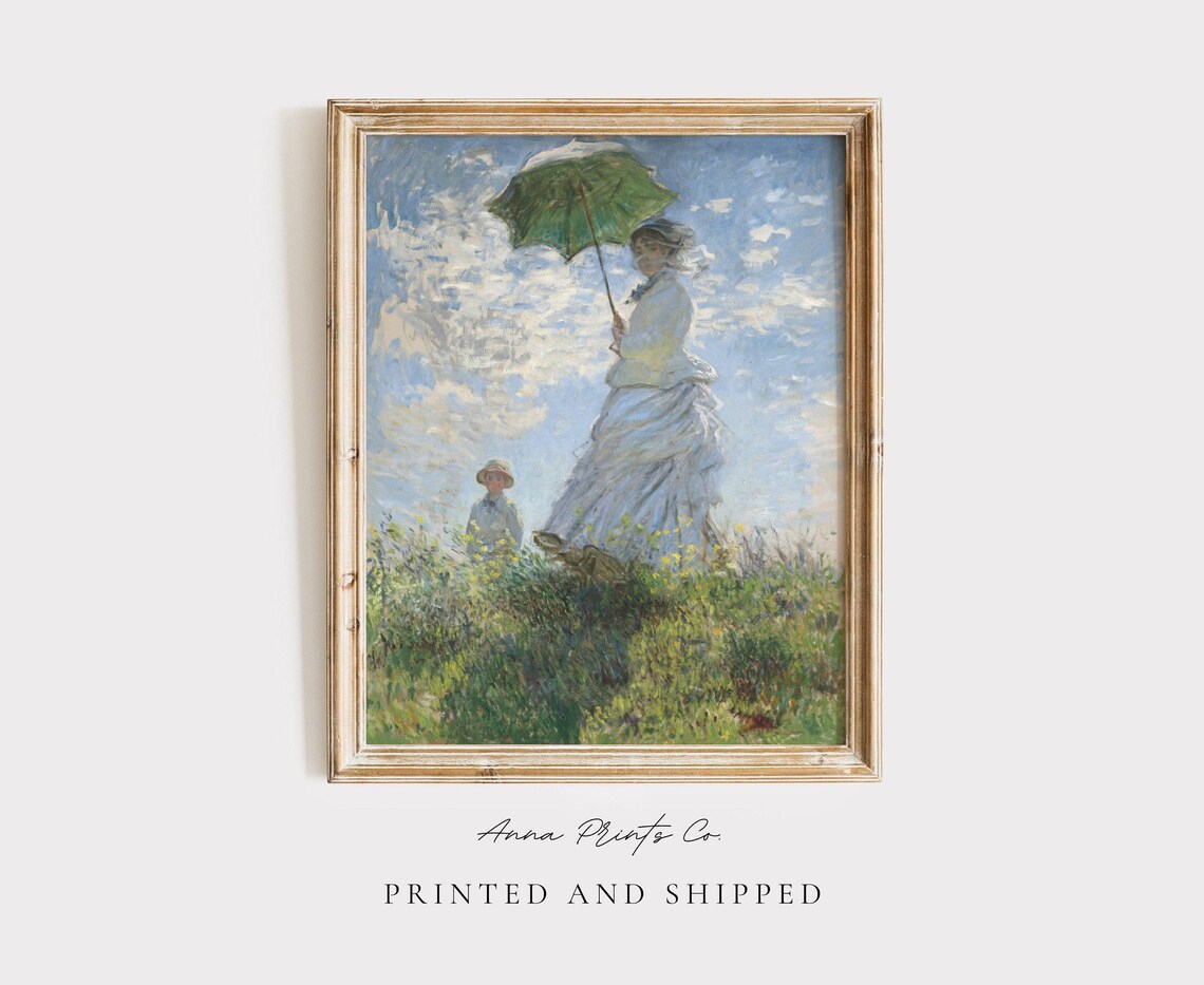 Claude Monet Woman With a Parasol, Vintage Art Print