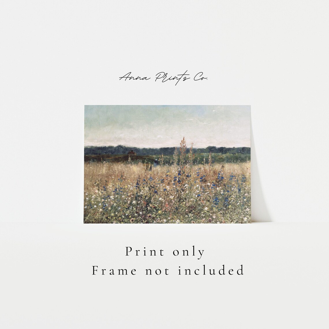 Antique Flower Field, Vintage Floral Landscape Art Print - Image 3
