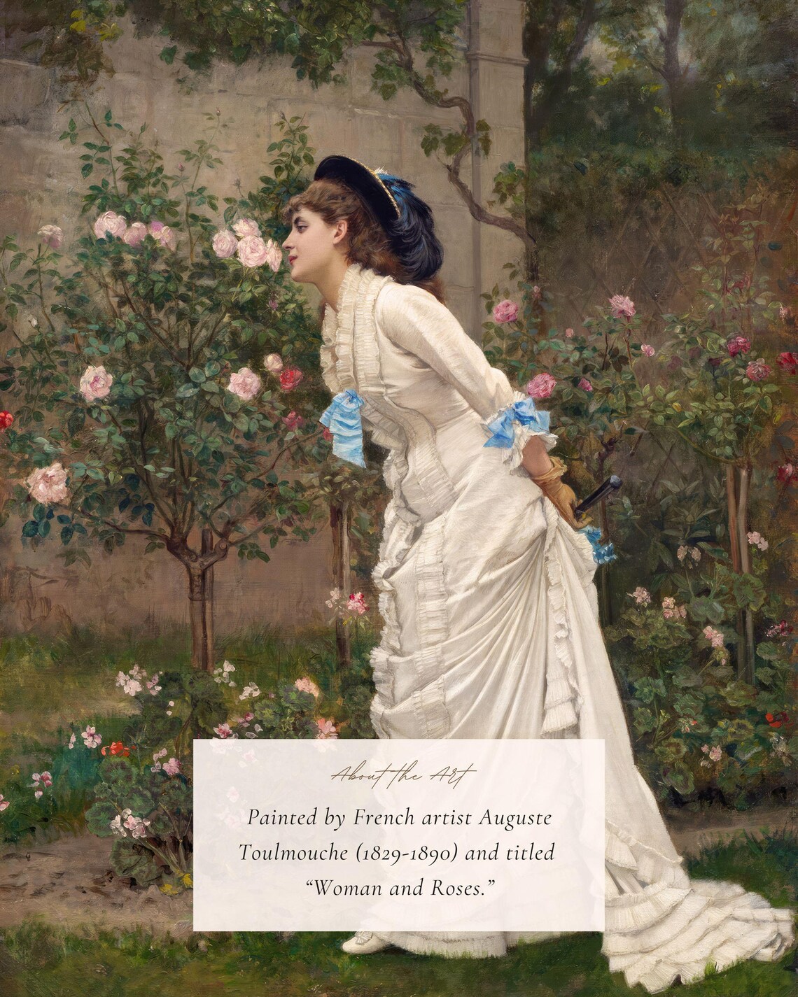 Victorian Woman in a Rose Garden, Vintage Art Print - Image 2