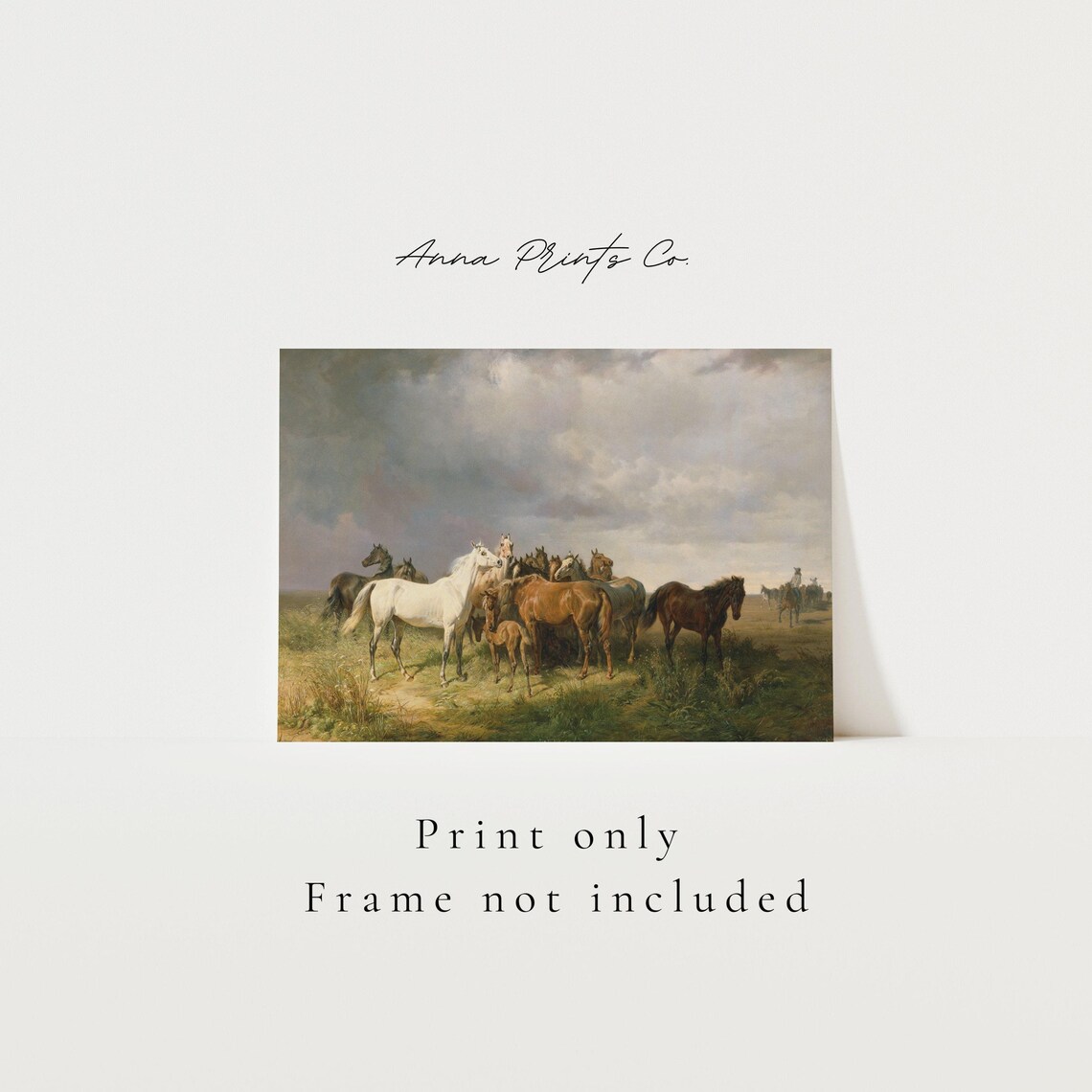 Horses in the Grassland, Vintage Landscape Art Print - Image 3