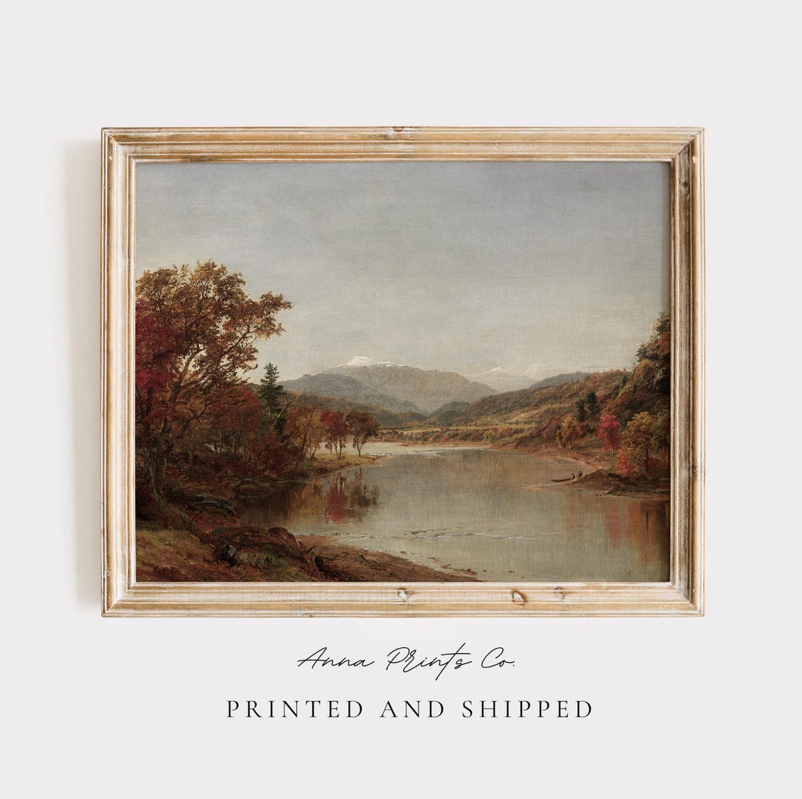 Autumn River Valley With Distant Mountains Vintage Landscape Art Print