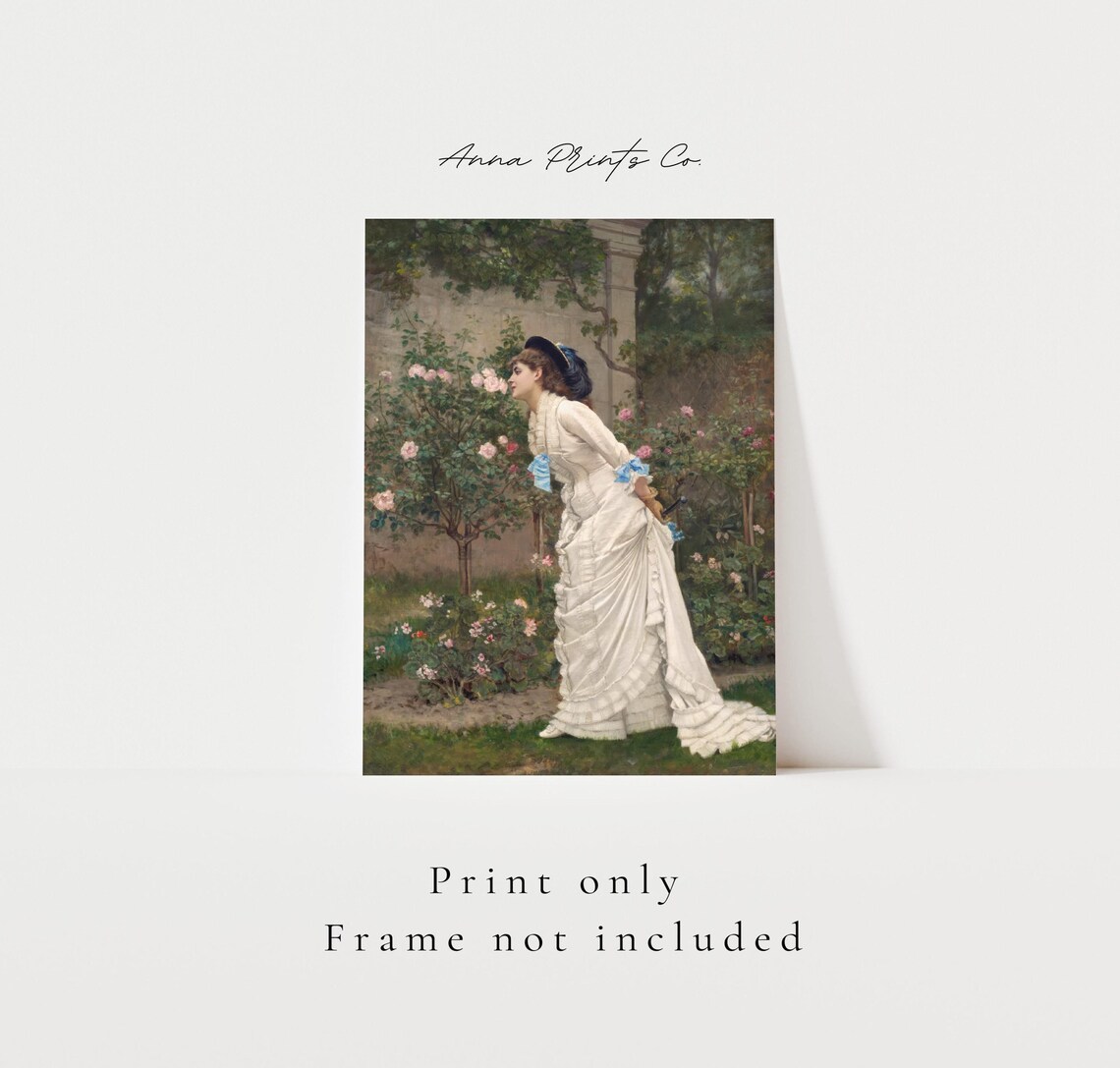 Victorian Woman in a Rose Garden, Vintage Art Print - Image 3