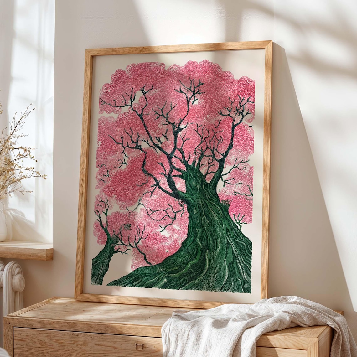 Cherry Blossom Tree, Japanese Inspired Botanical Art