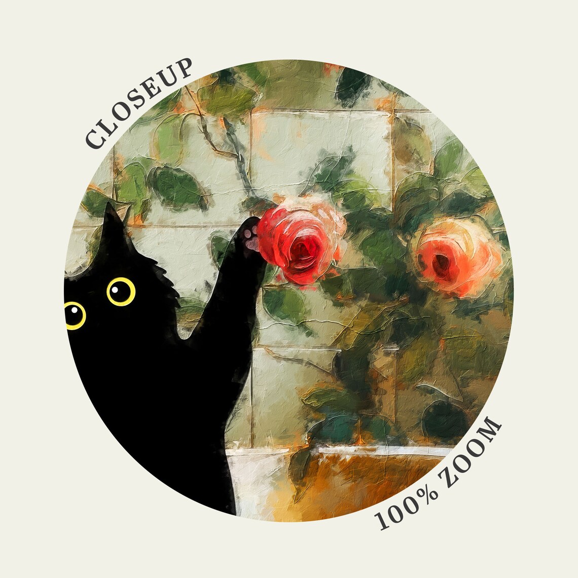 Black Cat In A Vintage Floral Clawfoot Bathtub Wall Decor Poster - Image 4