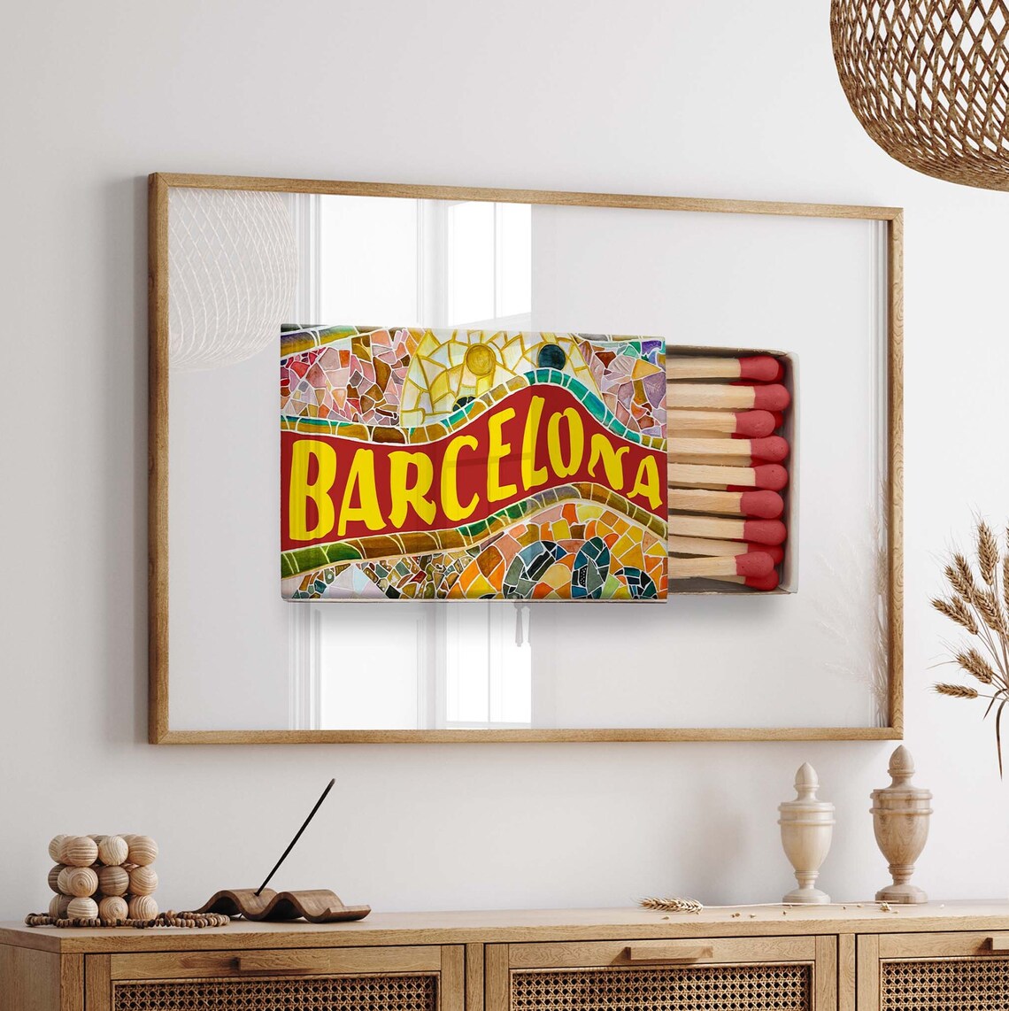 Barcelona Matchbox With Gaudi Mosaic Art Travel Decor Poster - Image 3