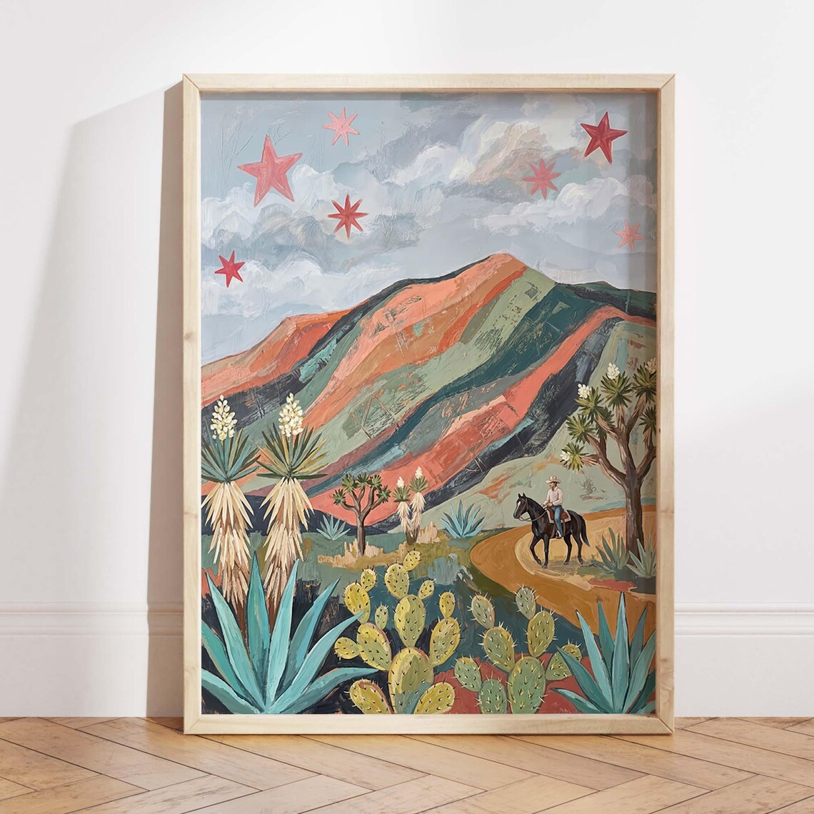 Southwestern Desert Cowboy Horse, Boho Western Art Print