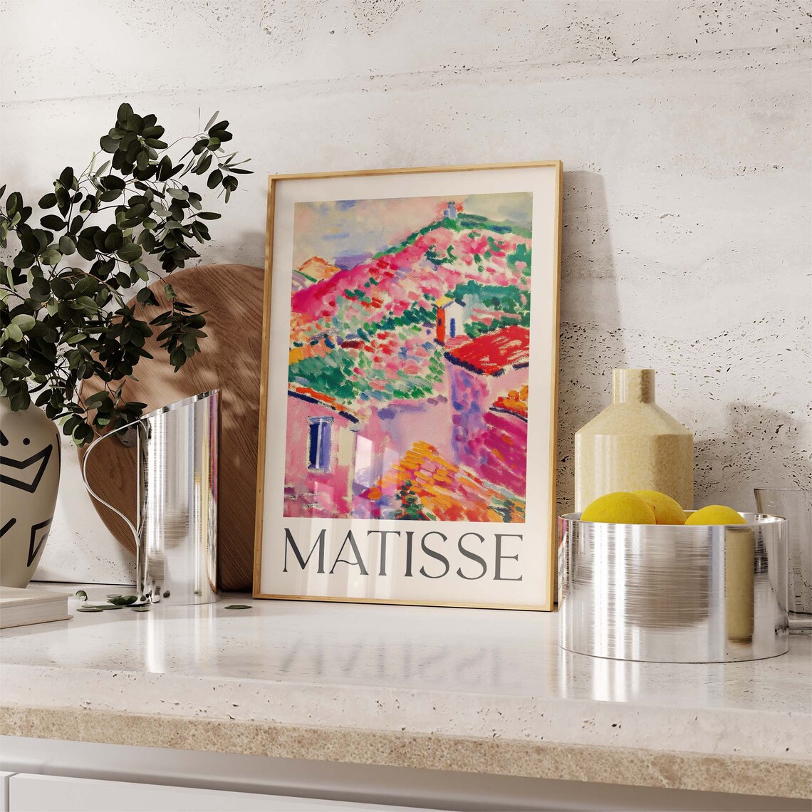 Matisse Style Pink Hillside Village Fauvist Landscape Art Poster - Image 2