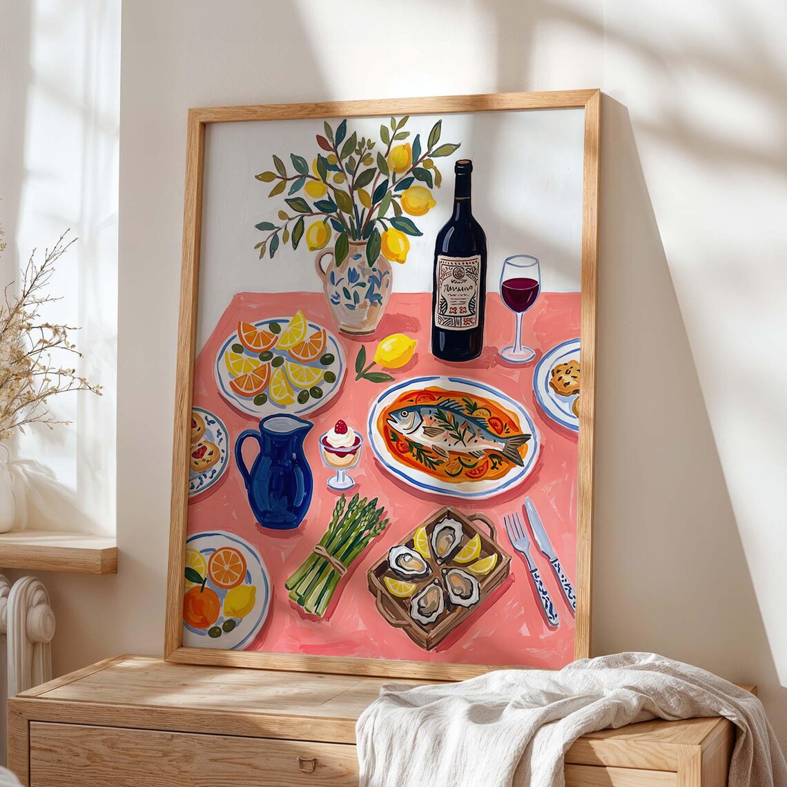 Dinner Table Food Retro Vintage Kitchen Poster
