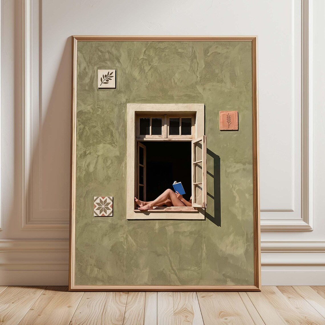 Woman Reading In Window, Mediterranean Decor Poster