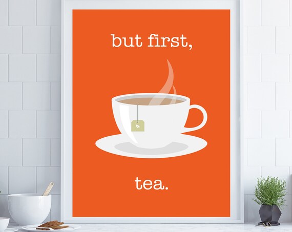 But First Tea Retro Kitchen Art Print, Breakfast Room