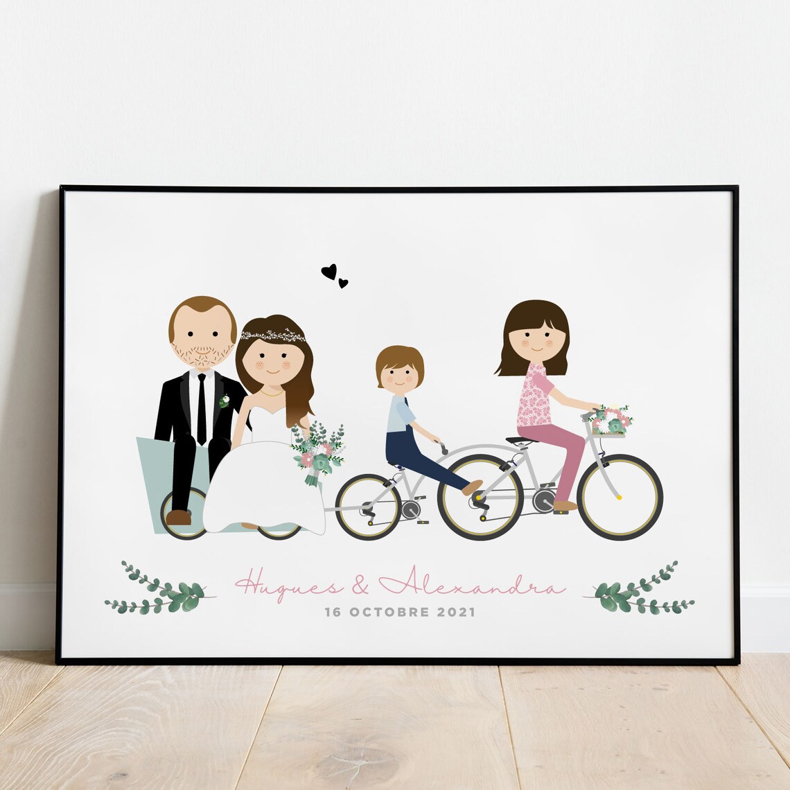 Custom Family Portrait With Pets, Personalized Print - Image 4