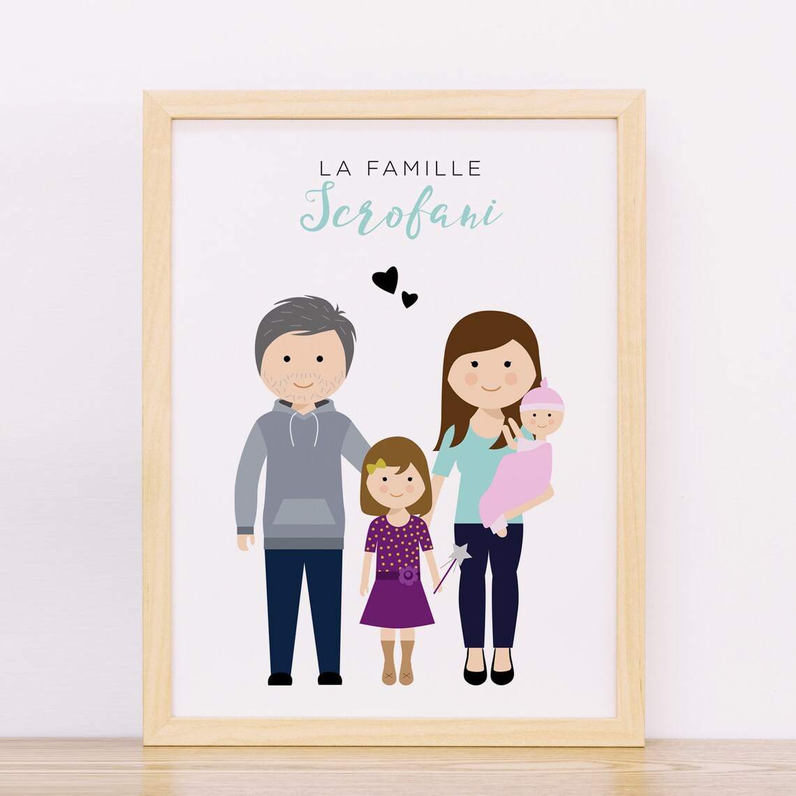 Custom Family Portrait Art Print, Christmas Style - Image 2