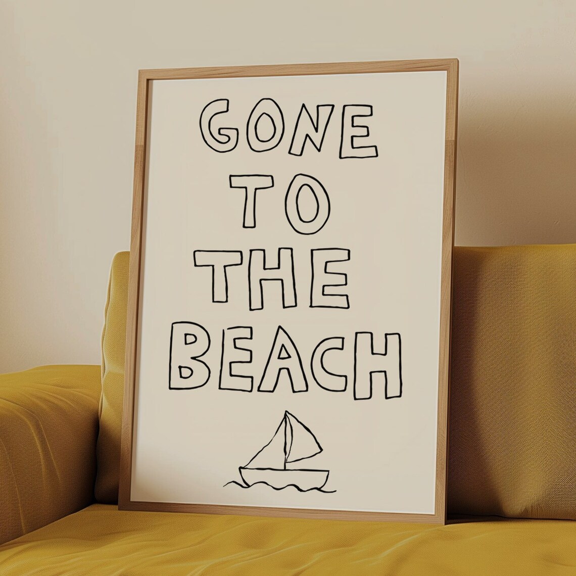 Gone To The Beach Sailboat Doodle Coastal Summer Quote Poster - Image 3