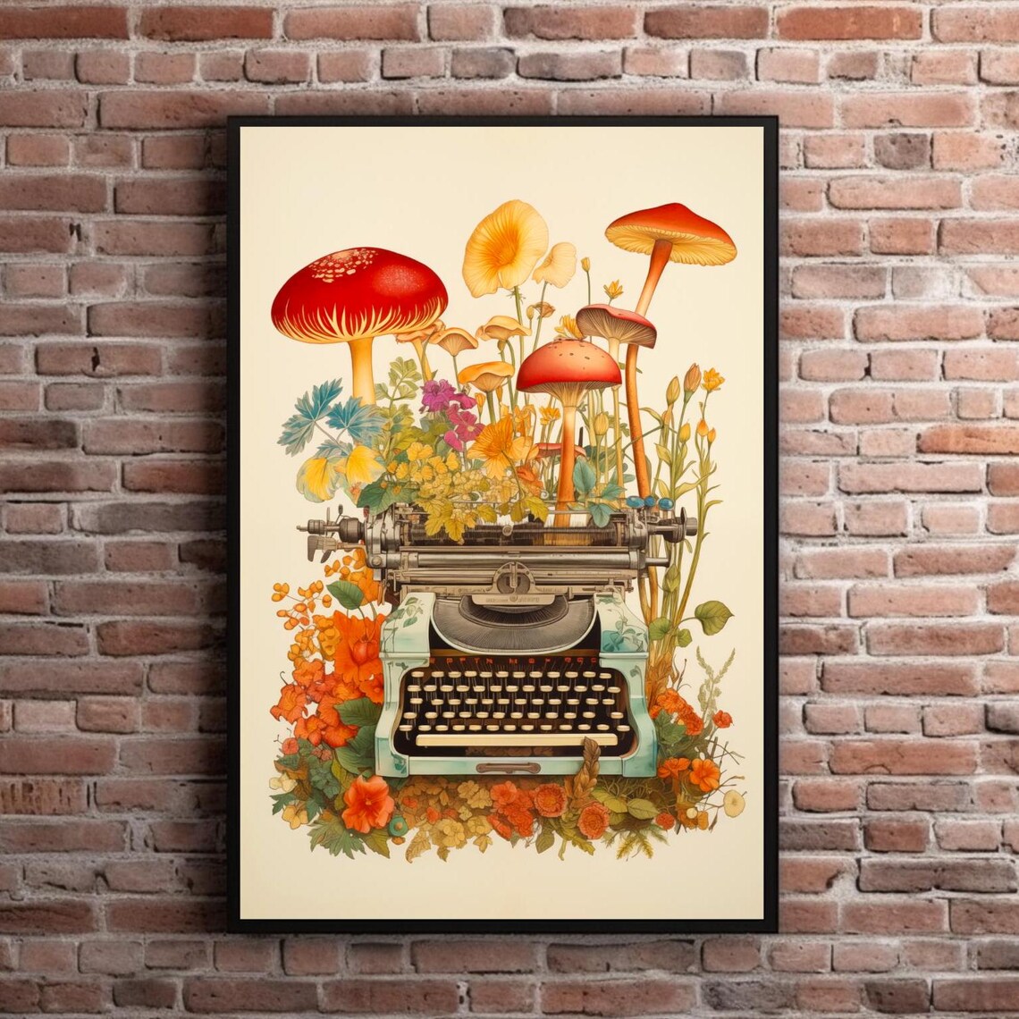 Mushroom Typewriter, Retro Literary Botanical Art Print - Image 5