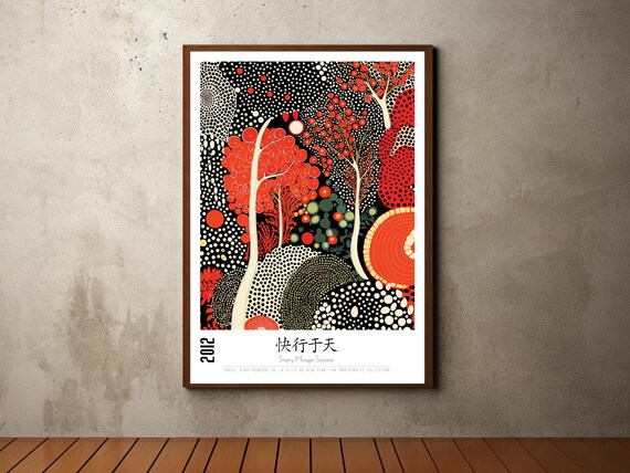 Yayoi Kusama Inspired Print Yayoi Kusama Poster Contemporary Art Jungle Tropical Botanical Print Modern Abstract Wall Art Pop Art Print