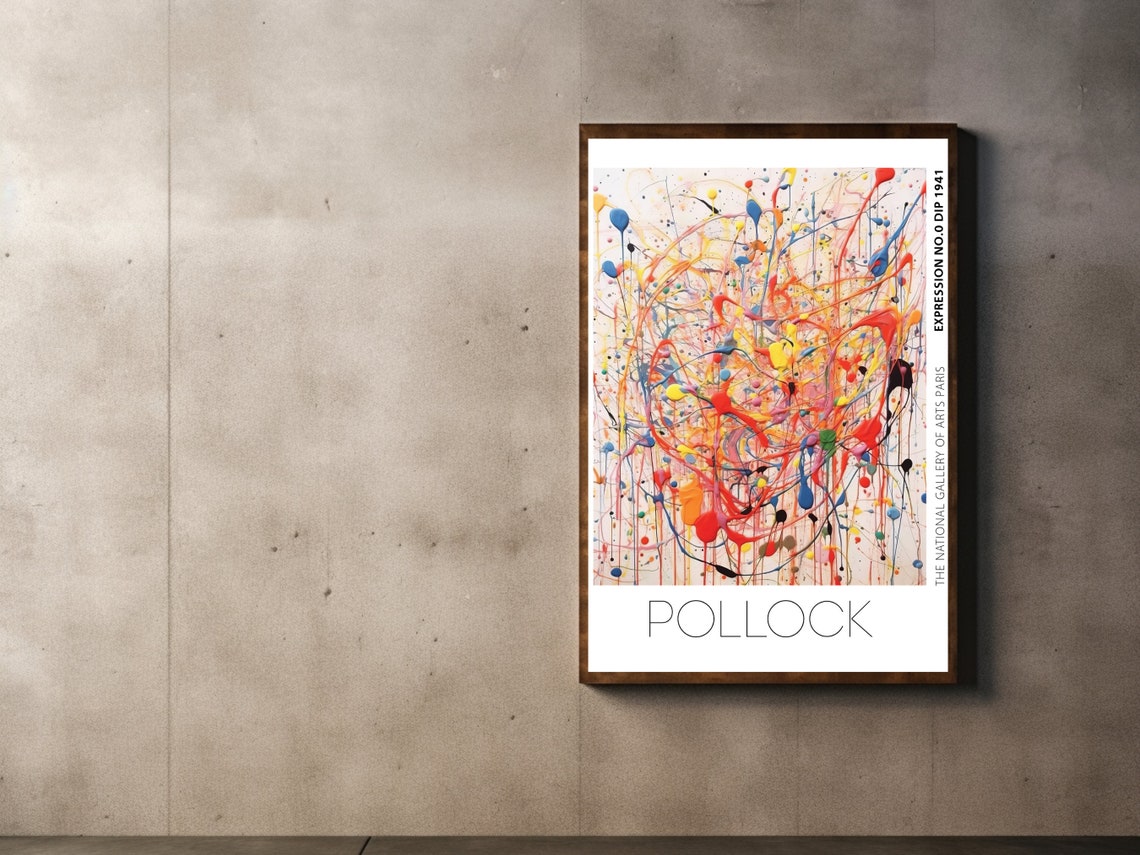 Pollock Expression No 0 Dip 1941 Thin Multicolor Drip Painting Poster - Image 2
