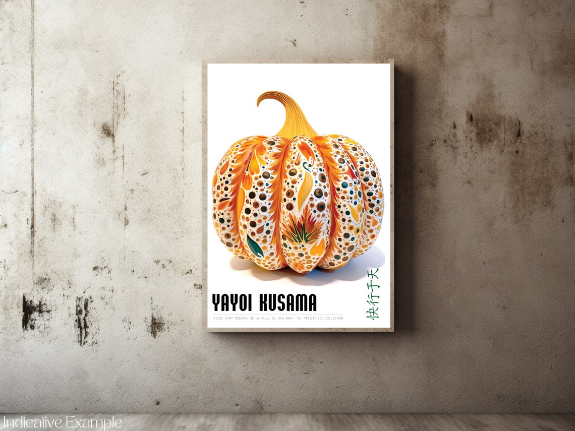 Yayoi Kusama White Pumpkin Warm Polka Dot Pattern Studio Art Poster - Image 2