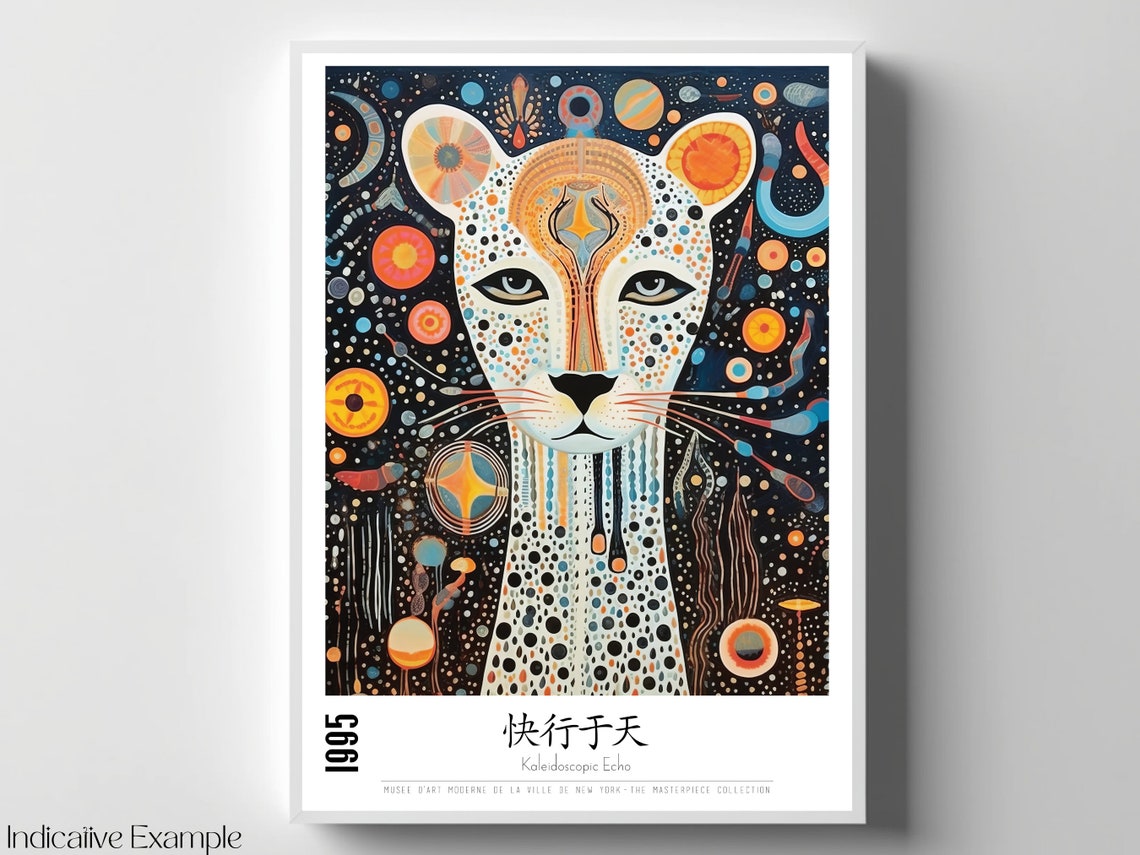 Kaleidoscope Echo 1995 Cheetah Head Dotted Psychedelic Art Poster - Image 4