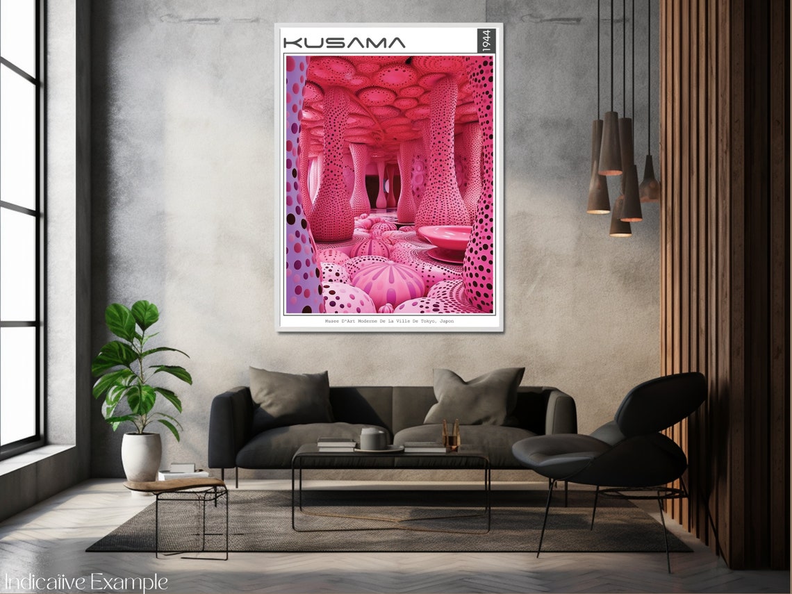 Kusama 1944 Pink Polka Dot Pumpkin Room Exhibition Art Poster - Image 3