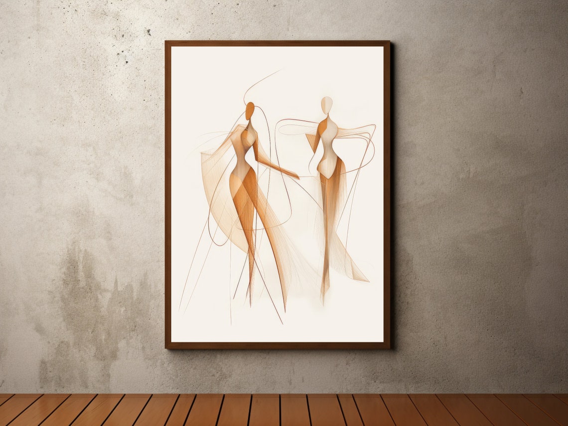 Minimalist Beige Soft Line Art Female Figures Earth Tones Poster