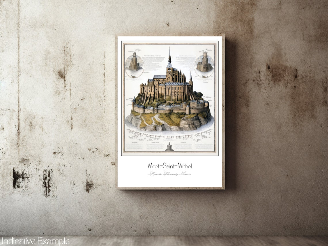 Mont Saint Michel Normandy France Architectural Study Art Poster - Image 2
