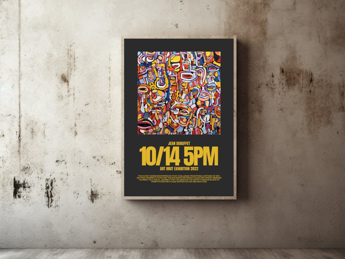 Jean Dubuffet Inspired Art Brut Chaotic Faces Exhibition Poster - Image 2