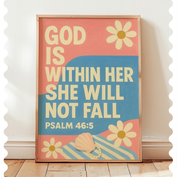 God Is Within Her She Will Not Fall Psalm 46 5 Retro Faith Poster