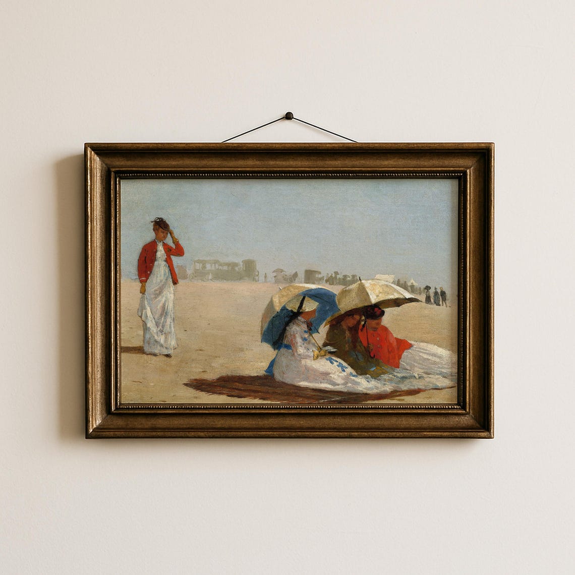 Vintage Beach Parasol Victorian Seaside Retro Era Scene Poster