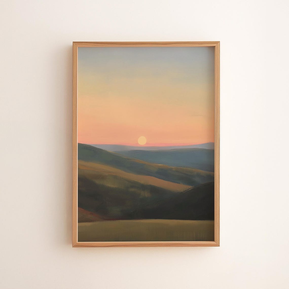 Sunrise Over Rolling Hills Minimalist Landscape Painting Poster
