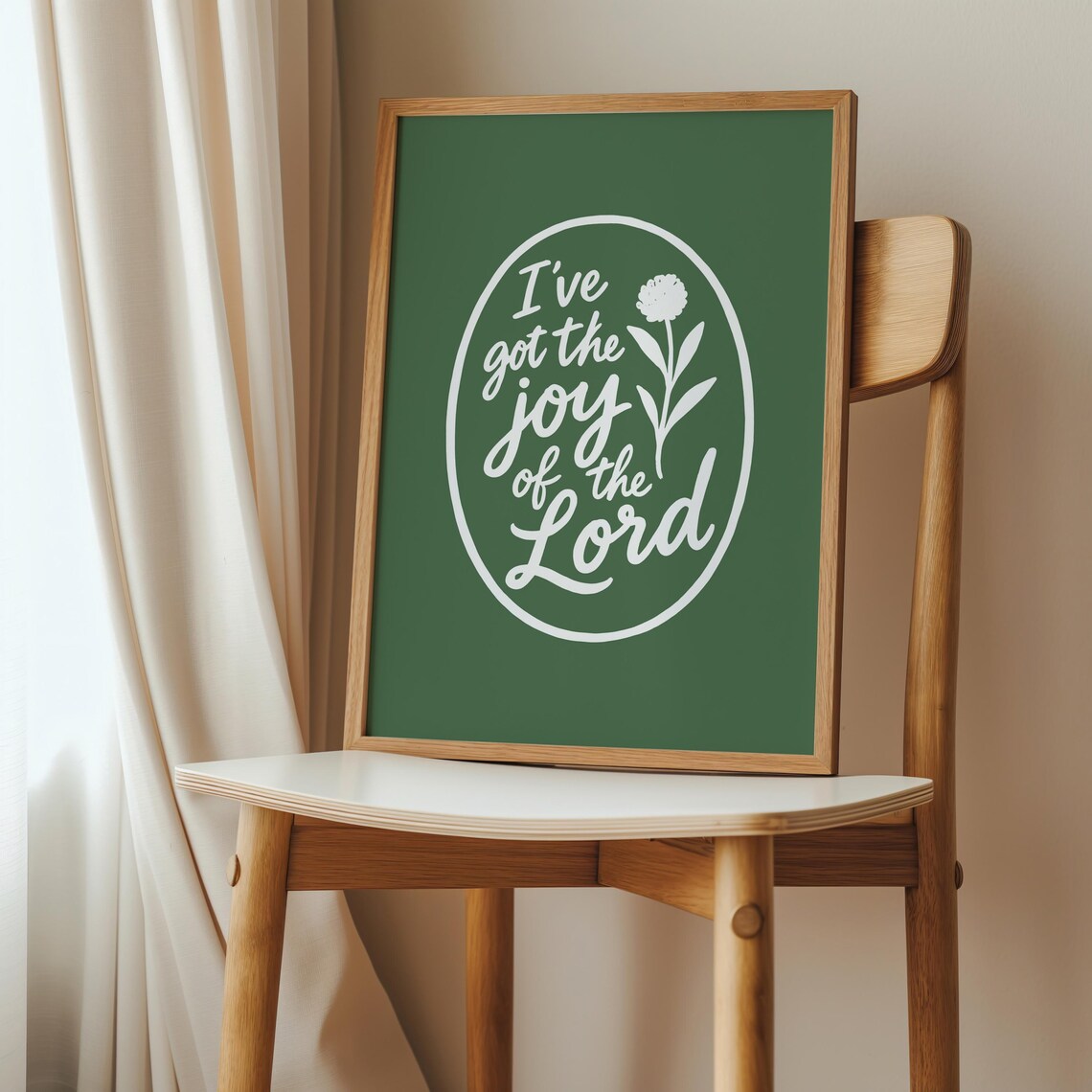 Joy Of The Lord Christian Print Green Bible Verse Floral Design