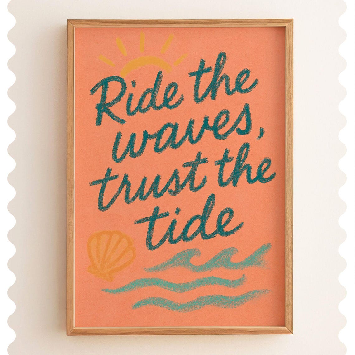 Coastal Quote Print Coral Beach Wall Art
