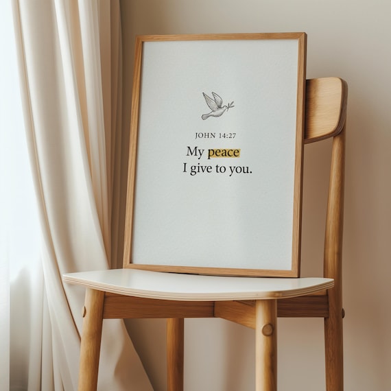 John 14:27 My Peace I Give To You Dove Minimalist Scripture Poster