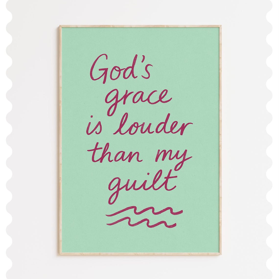 God's Grace Is Louder Than My Guilt Mint Green Script Quote Poster