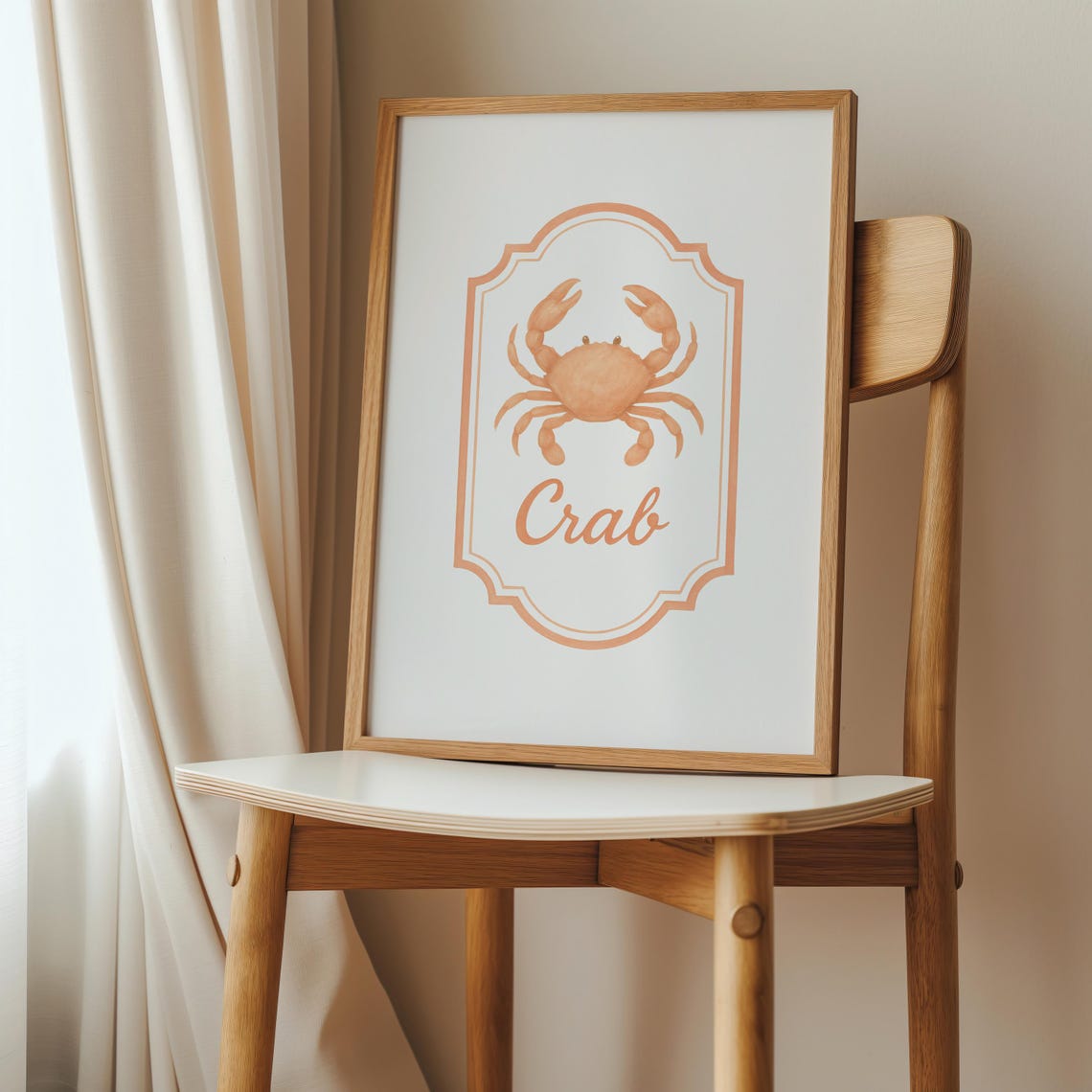 Crab Word Art With Terracotta Crab Illustration Coastal Poster