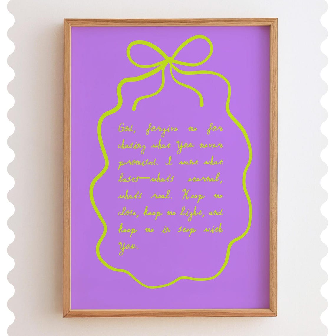 Chasing What Lasts Prayer Purple Bow Christian Grace Quote Poster