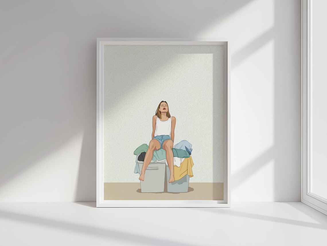 Mother Vs Laundry Funny Watercolor Motherhood Chaos Wall Art - Image 2