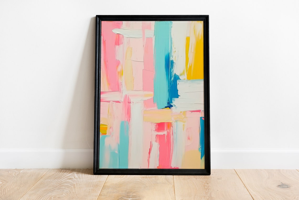 Colorful Pastel Trendy Print Dorm Room Painting Acrylic Wall Art Preppy Teen Girl Poster Abstract Girly Modern Decor - Image 4