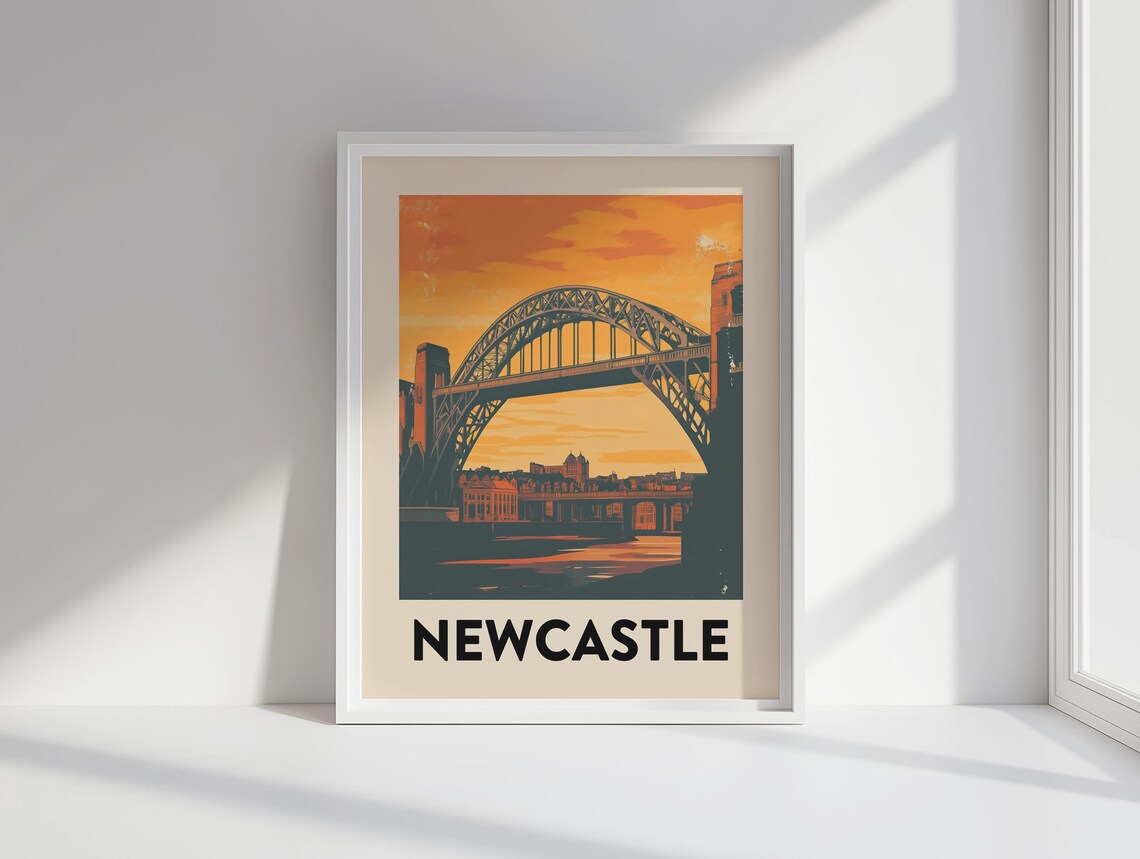Newcastle Vintage Travel Poster England Retro Print Europe Vacation Painting Uk Tourist Wall Art Mid Century Decor - Image 3