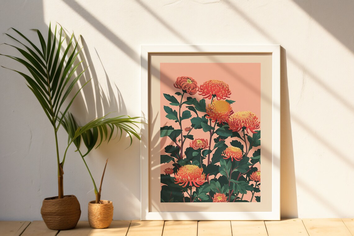 November Chrysanthemum Birth Flower Art Print - Image 3